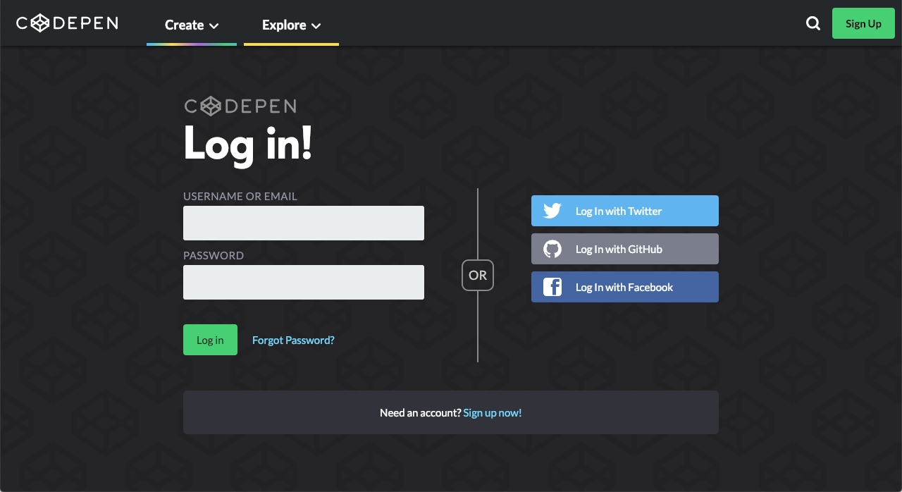 CodePen Login