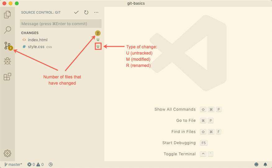 VSCode repository status