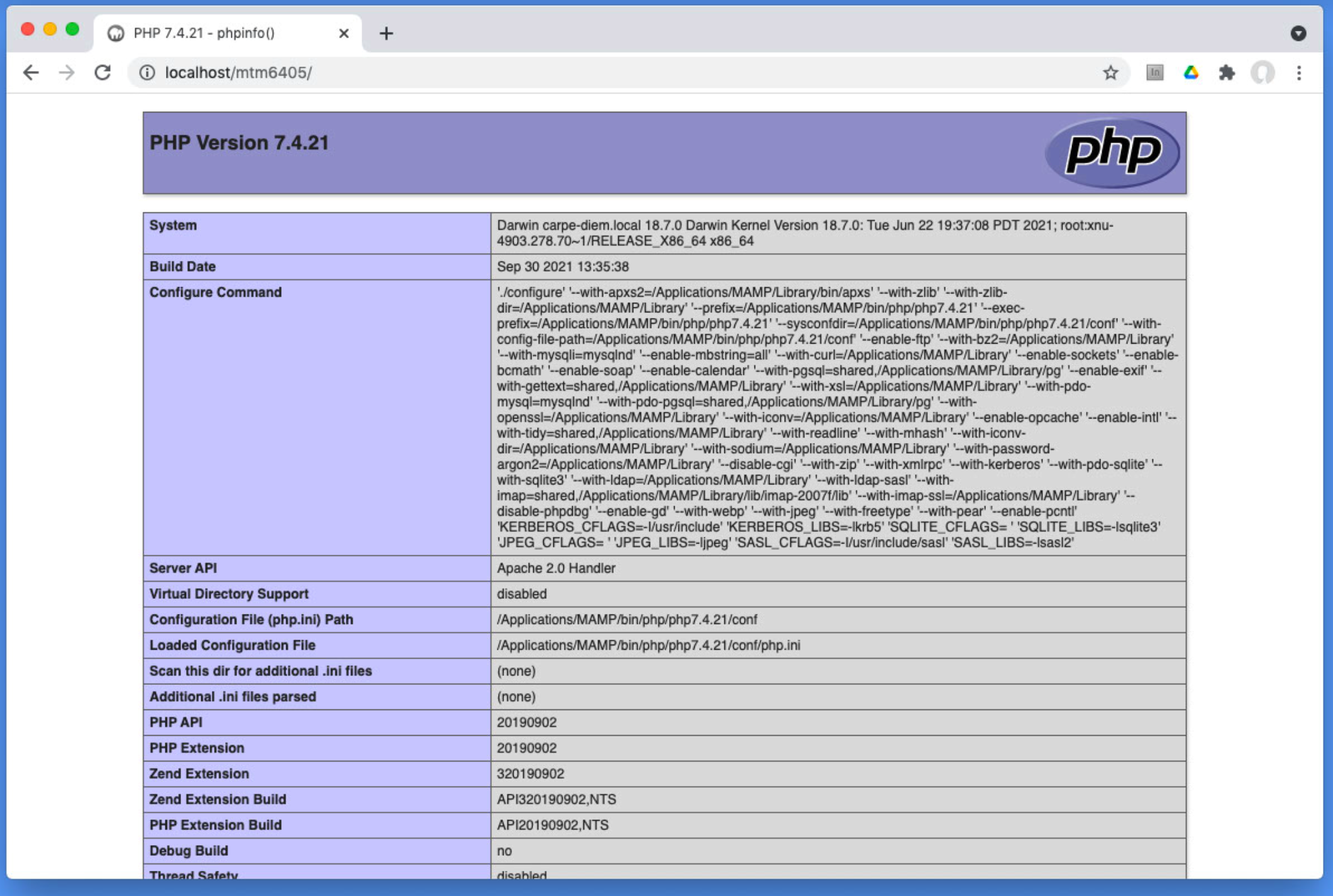 Viewing course directory in browser