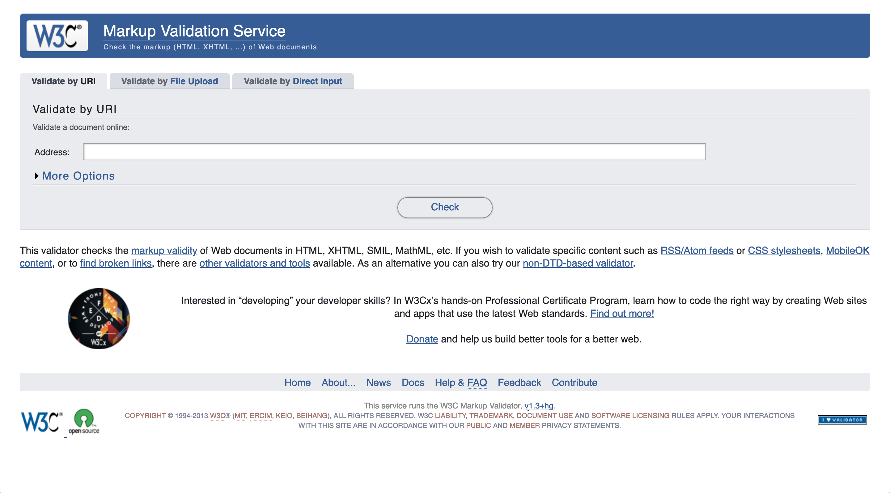 W3C HTML validator URL Input